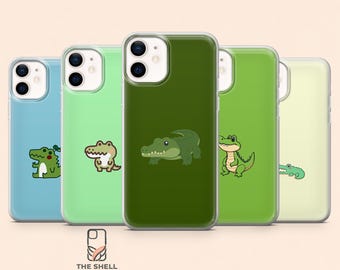 Crocodile Phone Case Aligator Kawaii Cover for iPhone 17Pro, 16, 15, 14, 13, 12, Samsung S26, S25, S24, S23Fe, S22, A16, A56, Pixel 10, 9Pro