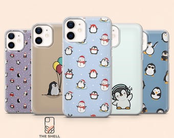 Cover per telefono con pinguino, invernale, artico, per iPhone 17Pro, 16, 15, 14, 13, 12, Samsung S26, S25, S24, S23Fe, A16, A56, Pixel 10, 9Pro
