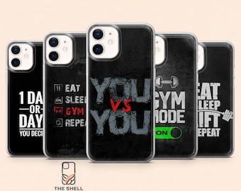 Cover per telefono da palestra con motivazione fitness per iPhone 17Pro, 16, 15, 14, 13, 12, Samsung S26, S25, S24, S23Fe, A16, A56, Pixel 10, 9Pro