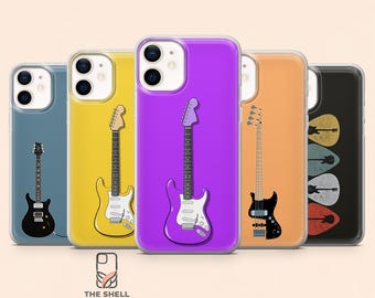Custodia per telefono a forma di chitarra, cover per strumento musicale per iPhone 17Pro, 16, 15, 14, 13, 12, Samsung S26, S25, S24, S23Fe, A17, A57, A37, Pixel 10, 9Pro