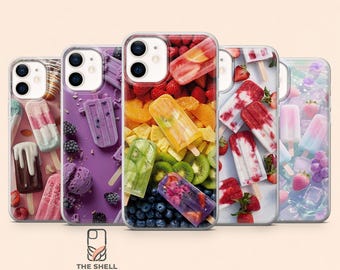 Custodia per telefono a forma di ghiacciolo, cover con frutta ghiacciata per iPhone 17Pro, 16, 15, 14, 13, 12, Samsung S26, S25, S24, S23Fe, A16, A56, Pixel 10, 9Pro