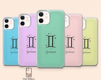 Gemini Phone Case Zodiac Sign Astrology Cover for iPhone 17Pro, 16, 15, 14, 13, 12, Samsung S26, S25, S24, S23Fe, A16, A56, Pixel 10, 9 Pro