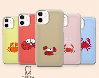 Crab Phone Case Kawaii Sea Life Ocean Cover for iPhone 17Pro, 16, 15, 14, 13, 12, Samsung S26, S25, S24, S23Fe, A16, A56, Pixel 10, 9 Pro