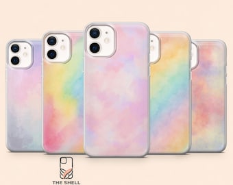 Cover per telefono con effetto acquerello e sfumature pastello per iPhone 17Pro, 16, 15, 14, 13, 12, Samsung S26, S25, S24, S23Fe, A16, A56, Pixel 10, 9Pro