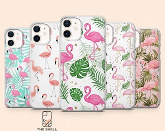 Cover per telefono con fenicottero rosa, adatta per iPhone 17Pro, 16, 15, 14, 13, 12, Samsung S26, S25, S24, S23Fe, A16, A56, Pixel 10, 9Pro