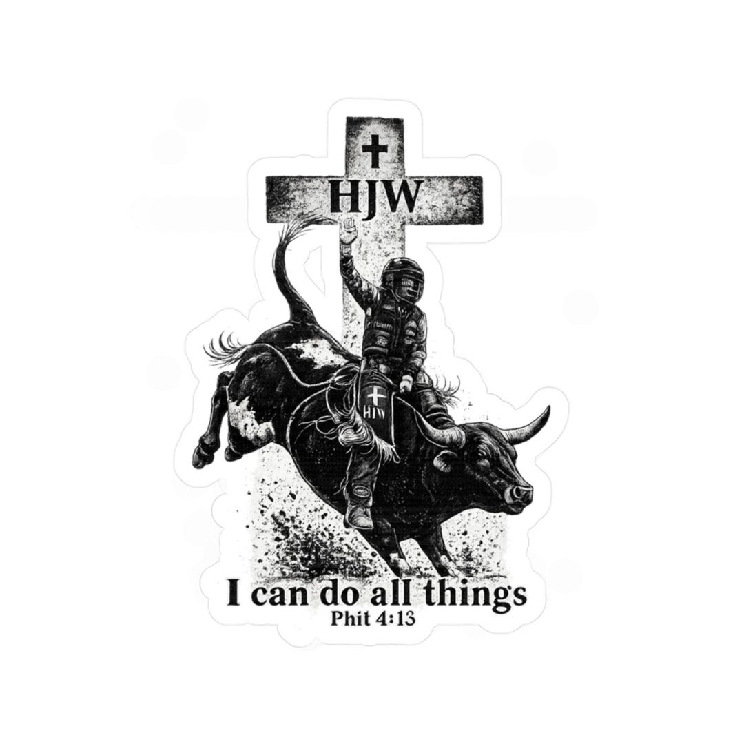 Christian Rodeo Bull Rider Sticker | Kiss-cut Vinyl Decal, Philippians ...