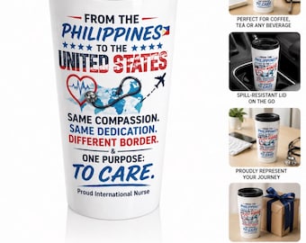 Nurse Travel Mug, International Nurse Gift, Filipino Nurse Cup, Healthcare Worker Coffee Mug