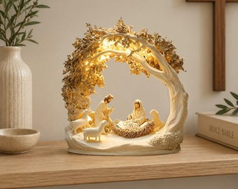 2D Nativity Scene Ornament, Holy Family Table Decor, Christian Shelf Display
