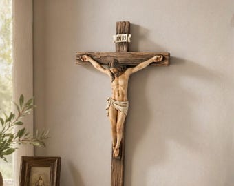 Crucifijo de pared, rincón de oración cristiana, hogar católico