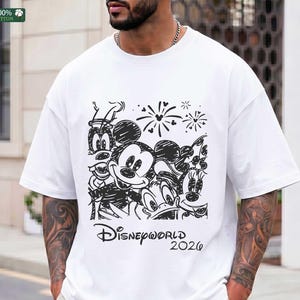 Disneyworld 2026 T-Shirt, Mickey and Friends Tee, Disney Trip Top, Hand Drawn Style Disney Group Shirt, Family Trip 2026 outfit
