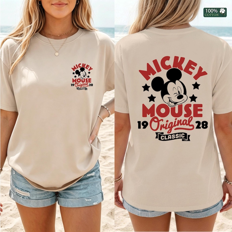 Vintage Mickey Mouse  T-shirt,Cartoon Graphic Hoodie,Disney Theme Park Trip Tee,1928 Cartoon Top