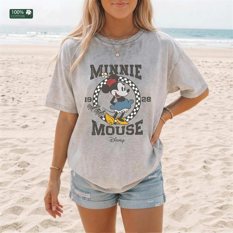 Vintage Minnie Mouse T-Shirt, Retro 1928 Checkered Tee, Classic Minnie Mouse Graphic Hoodie,Disney Minnie Mouse Fans outfit