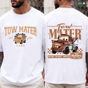 Disney Cars Tow Mater T- Shirt,Tow Mater Front and Back Graphic Hoodie,Retro Cars Movie Graphic Top,Vintage Style Racing Tee image 6