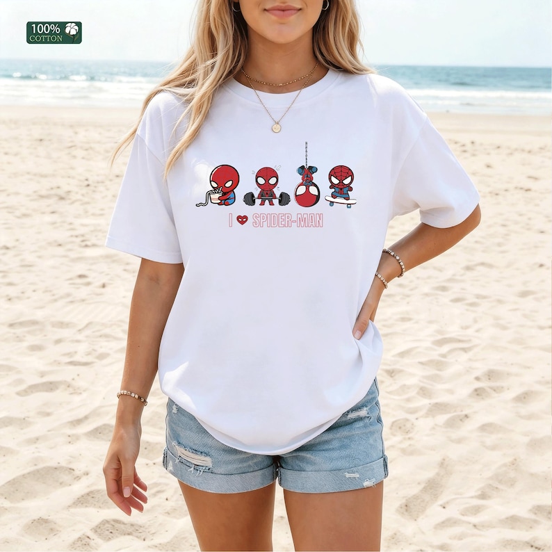 I Love Spider-Man T-Shirt, Cute Spider-Man Daily Life Hoodie, Cute Superhero Graphic Tee
