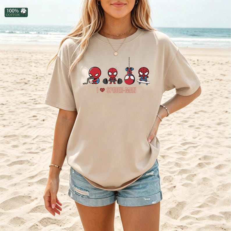 I Love Spider-Man T-Shirt, Cute Spider-Man Daily Life Hoodie, Cute Superhero Graphic Tee