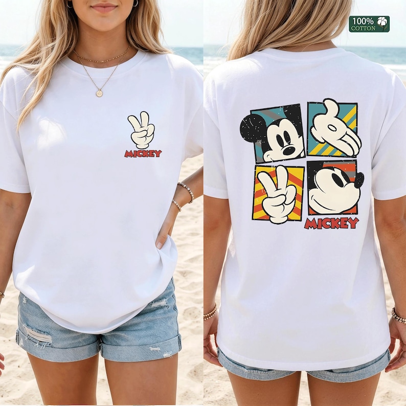 Vintage Mickey Mouse T-Shirt,  Retro Mickey Mouse Graphic Top, Mickey Hand Peace Sign hoodie