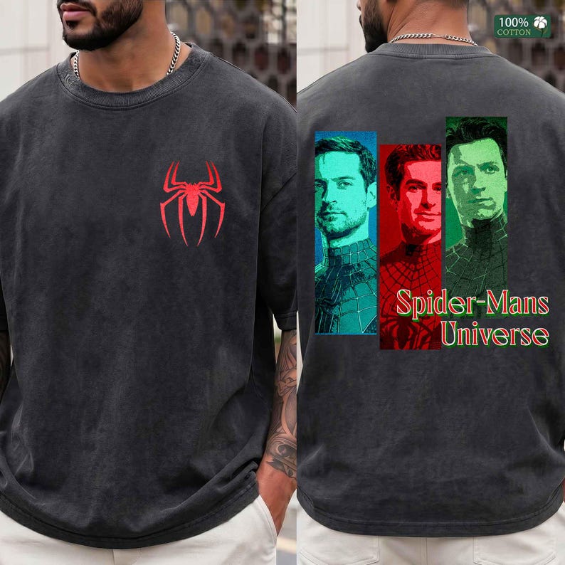 Vintage Spider-Man Multiverse T-Shirt, 3 Generations Peter Parker Graphic Tee, Marvel Spider-Man Hoodie