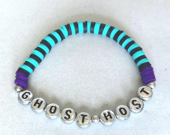 Haunted Mansion Inspired Ghost Host Beaded Stretch Bracelet | Spooky Theme Park Friendship Bracelet