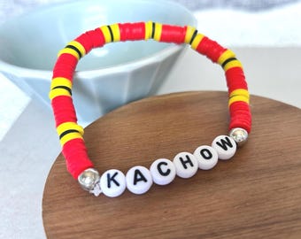 Bransoletka z koralików Kachow Lightning McQueen Heishi, czerwono-żółta biżuteria Stacker