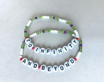 Bransoletka z koralików inspirowana Buzzem Lightyearem | Bransoletka „To Infinity & Beyond” | Biżuteria dla fanów Space Ranger | Ręcznie robiony prezent inspirowany Disneyem