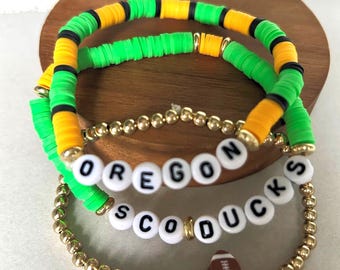 Zestaw 3 bransoletek z koralikami z motywem futbolu amerykańskiego Oregon Sco Ducks