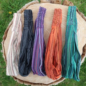 Organic Stripped Cotton Knotted Headband | Naturally Dyed Boho Hair Accessory | Sustainable Artisan Headband | Comfortable Everyday