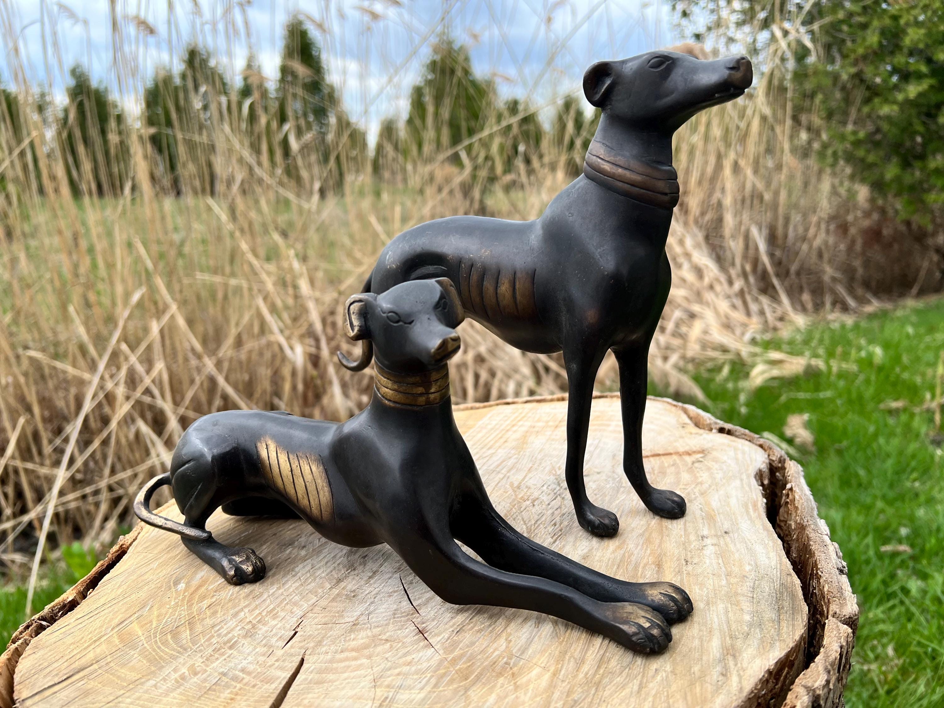 犬の置物　イングリッシュグレイハウンド　 真鍮製　60センチ アンティーク Rare Antique Greyhound Statues - Etsy
