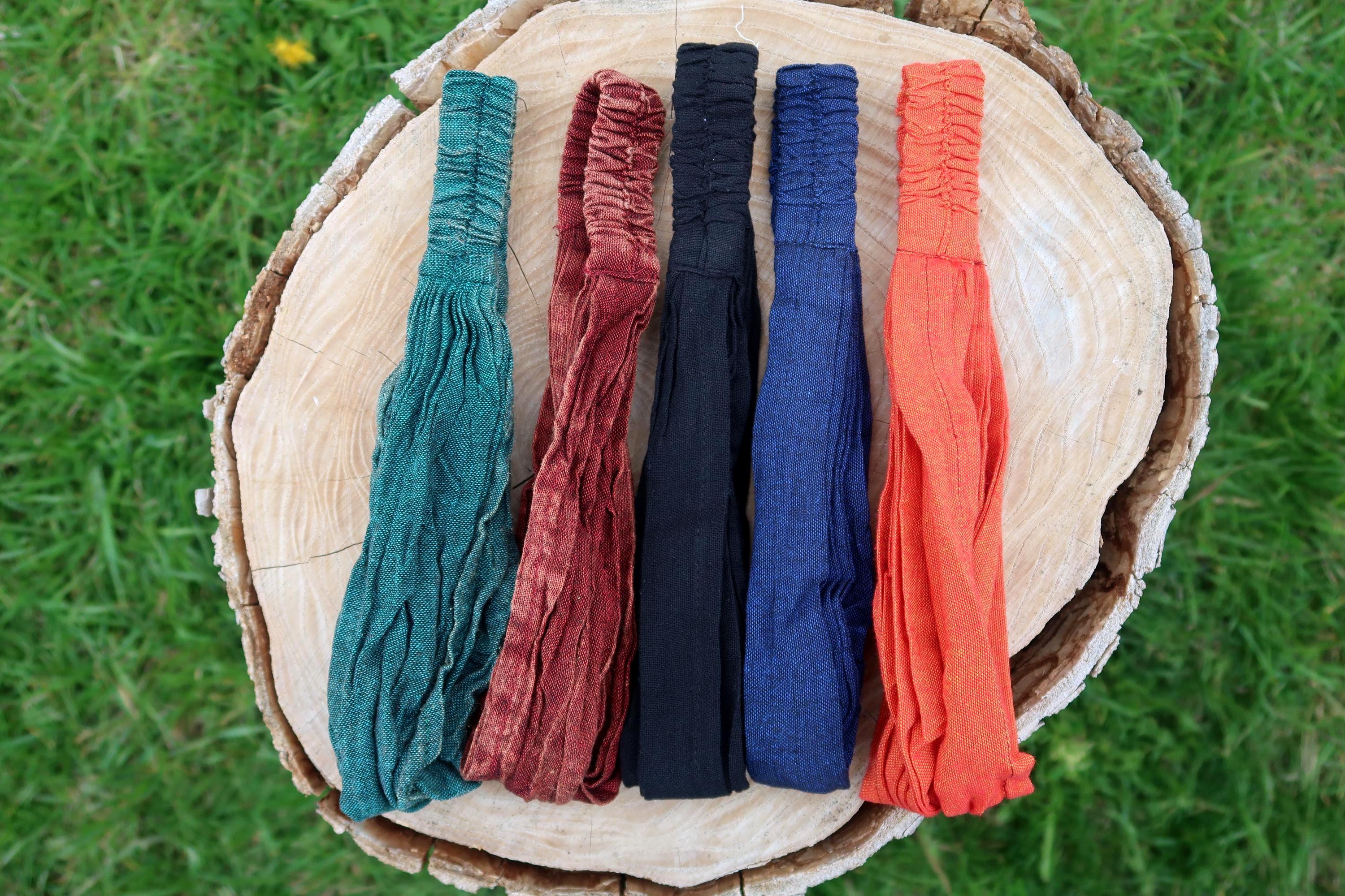 Minimalist Solid Color Headband 100% Organic Cotton & Naturally Dyed Soft Knotted Hair Wrap Eco-Friendly Yoga Accessory 14 Colors