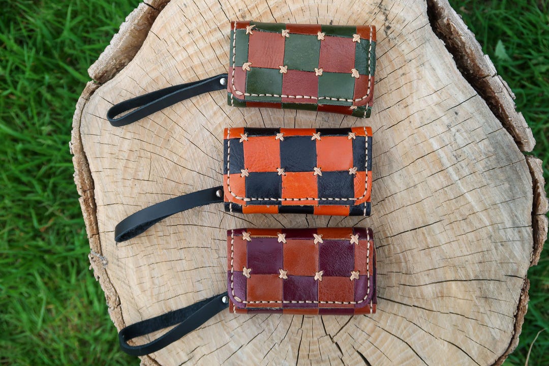 Handmade Leather Key Wallet, Thai Patchwork Key Case Organizer, Rustic ...