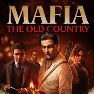 Op de afbeelding: De artwork voor "Mafia: The Old Country" toont een groep mensen in kleding uit die tijd. De centrale figuur, met een aangestoken lucifer, is het middelpunt. De titel staat in vette, rode letters bovenaan.