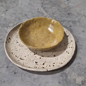Handmade Plate and Bowl Set, Ceramic Serving Bowl, Minimalist Dinnerware, Pottery Dishes, Kitchen Gift, Artisan, Housewarming Gift, Rustic