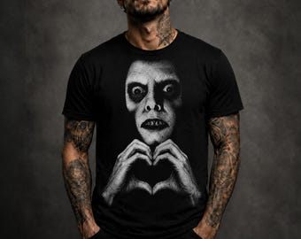 For the Love of Horror, Demon Printed T-Shirt, Evil Face Graphic Tee, Halloween Shirt, Horror Fan Gift, Alternative Unisex Top