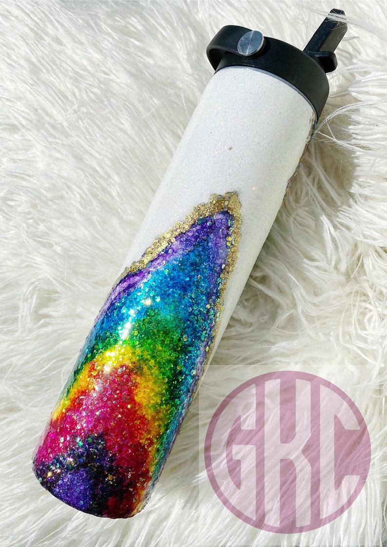 Rainbow Geode Tumbler Rock Candy Tumbler Geode Tumbler Etsy