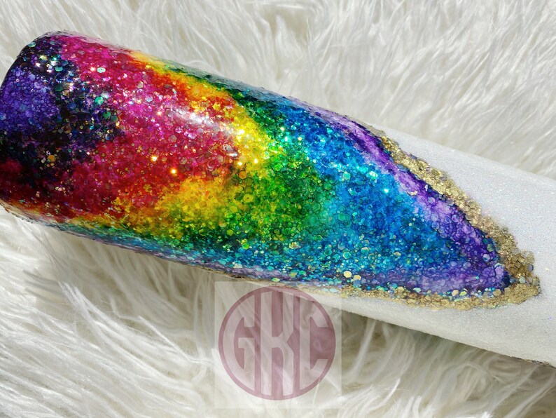 Rainbow Geode Tumbler Rock Candy Tumbler Geode Tumbler Etsy