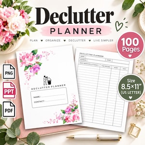 Daily Declutter Task Planner  | 100 Page Home Organization Planner | Decluttering Checklist | Home Reset Planner PDF | Digital Dawonload