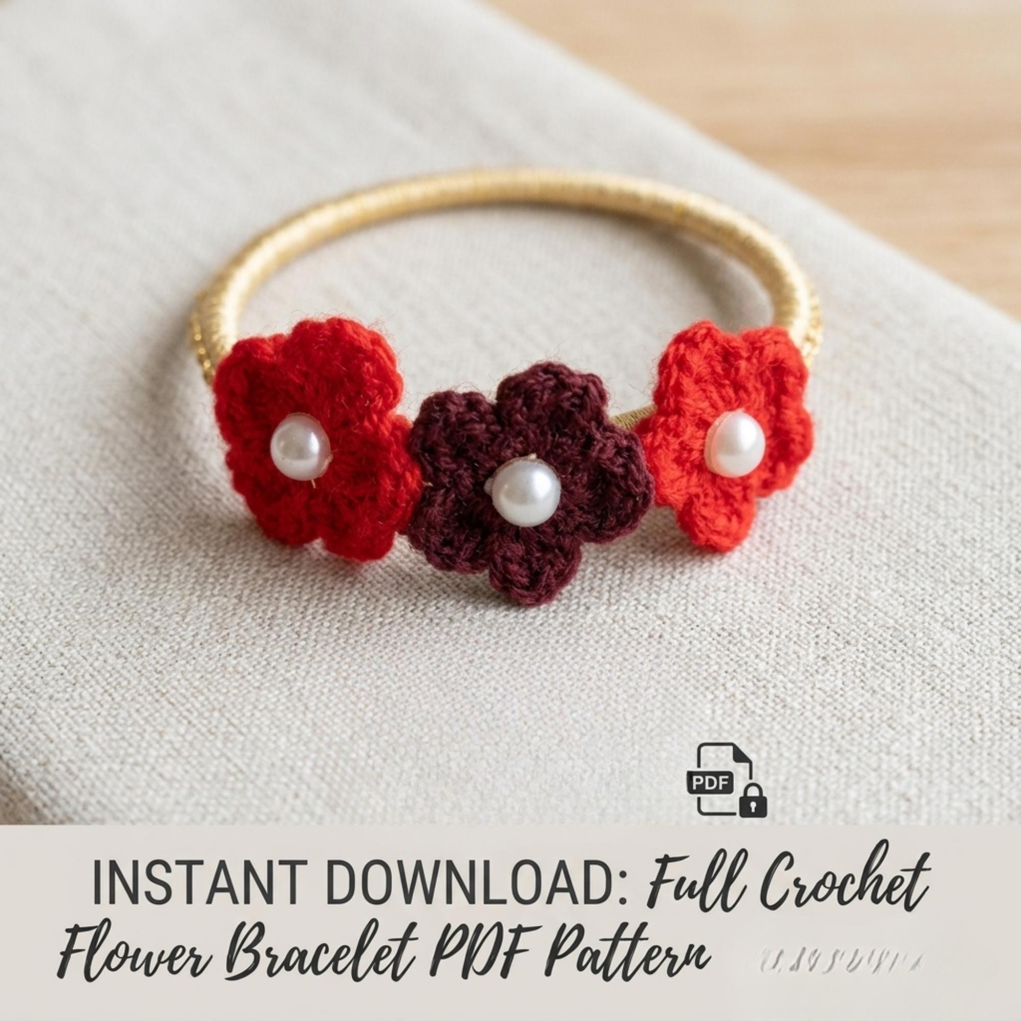 30 Beaded Crochet Patterns to Add Sparkle, Texture, and Giftable Charm 13 Flower and Pearl Crochet Bracelet Pattern