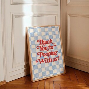 Divertidos carteles para el baño, lámina "Gracias por hacer caca con nosotros", póster retro a cuadros, decoración humorística para el baño de invitados, letrero ingenioso para el inodoro.