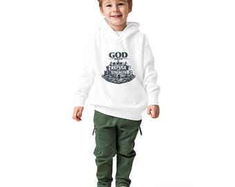 Sudadera con capucha para niños pequeños con versículo bíblico / "Dios es nuestro refugio y fortaleza" / Ropa cristiana moderna para niños