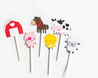 30 Assorted Farm Animal Cupcake Toppers