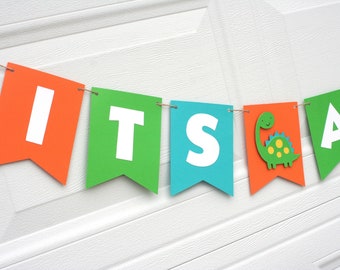 Es un estandarte de dinosaurio niño, decoraciones de fiesta de dinosaurios, baby shower de dinosaurios, estandarte de baby shower, baby shower de niño, estandarte de dinosaurios,