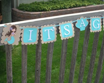 Mermaid It's a Girl Banner Mermaid Banner Mermaid Baby | Etsy