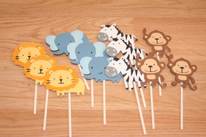 12 Girl Themed Jungle Animal Cupcake Toppers Etsy