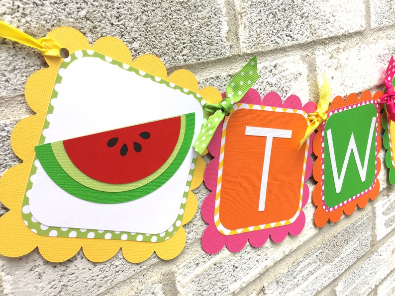 Tutti Fruity Highchair Banner, TWO Banner, Two-tti Frutti Banner, Tutti Frutti Banner, Pineapple Banner, Watermelon Banner, Strawberry image 3