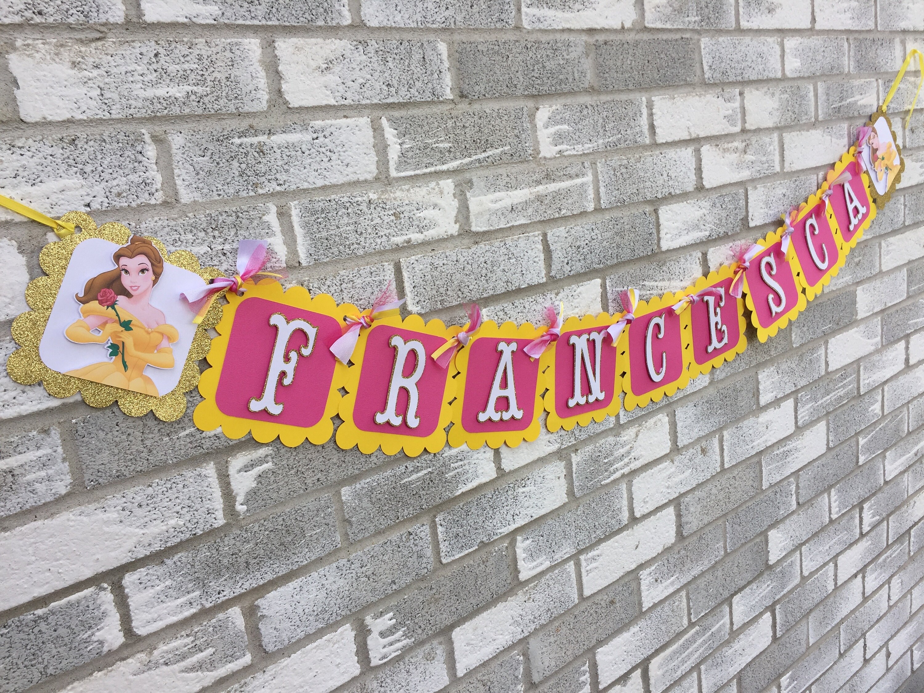 Belle Name Banner Beauty and the Beast Banner Belle Birthday | Etsy