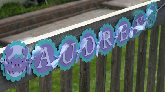Under the Sea Name Banner, Under the Sea Banner, Lavender and Aqua Banner, Name Banner, Birthday Banner, Under the Sea Birthday Banner, Il_570xn