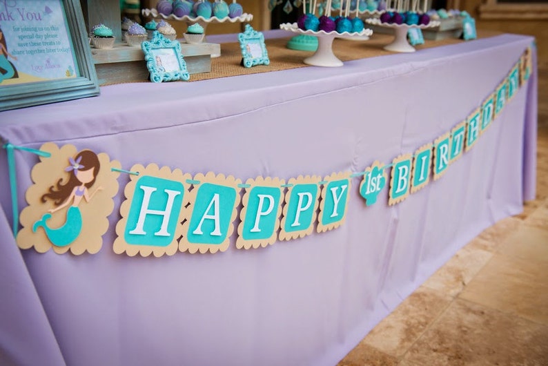 Mermaid Birthday Decoration Package, Mermaid Party Package, Complete Party Package, mermaid birthday, aqua & lavender mermaid birthday image 2