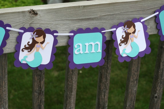 Mermaid Banner, Mermaid I am 1 Banner, mermaid highchair Banner, mermaid birthday, Birthday Banner, Mermaid Birthday Banner Il_570xn