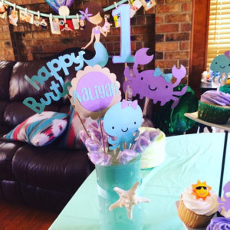 6 Piece Mermaid Centerpiece Set Mermaid Centerpiece Mermaid Etsy