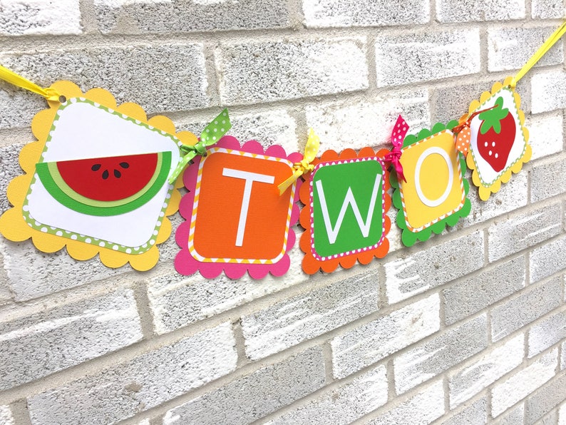 Tutti Fruity Highchair Banner, TWO Banner, Two-tti Frutti Banner, Tutti Frutti Banner, Pineapple Banner, Watermelon Banner, Strawberry image 4