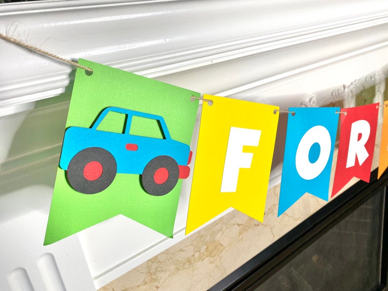 Transportation Name Banner, Transportation Banner, Name Banner, Car Truck Banner, Transportation Birthday Decorations image 1